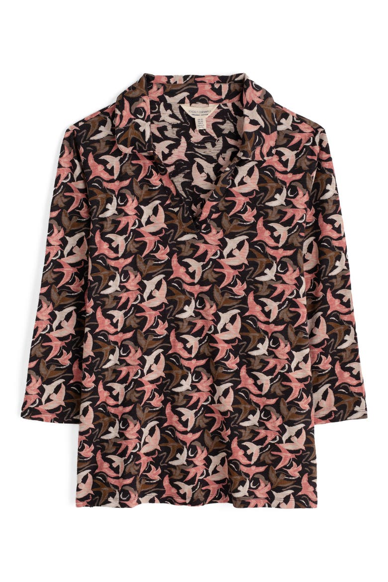 Wavecrest Print Organic Cotton Top, Alternate, color, SWOOPING BIRDS MIX
