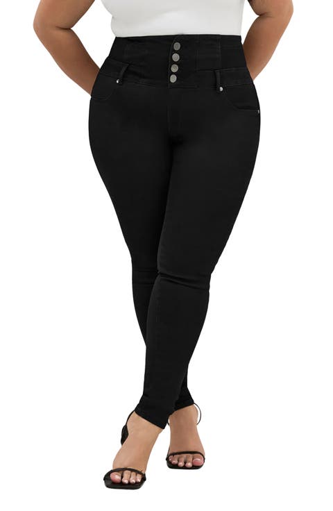 Harley Exposed Button High Waist Skinny Jeans