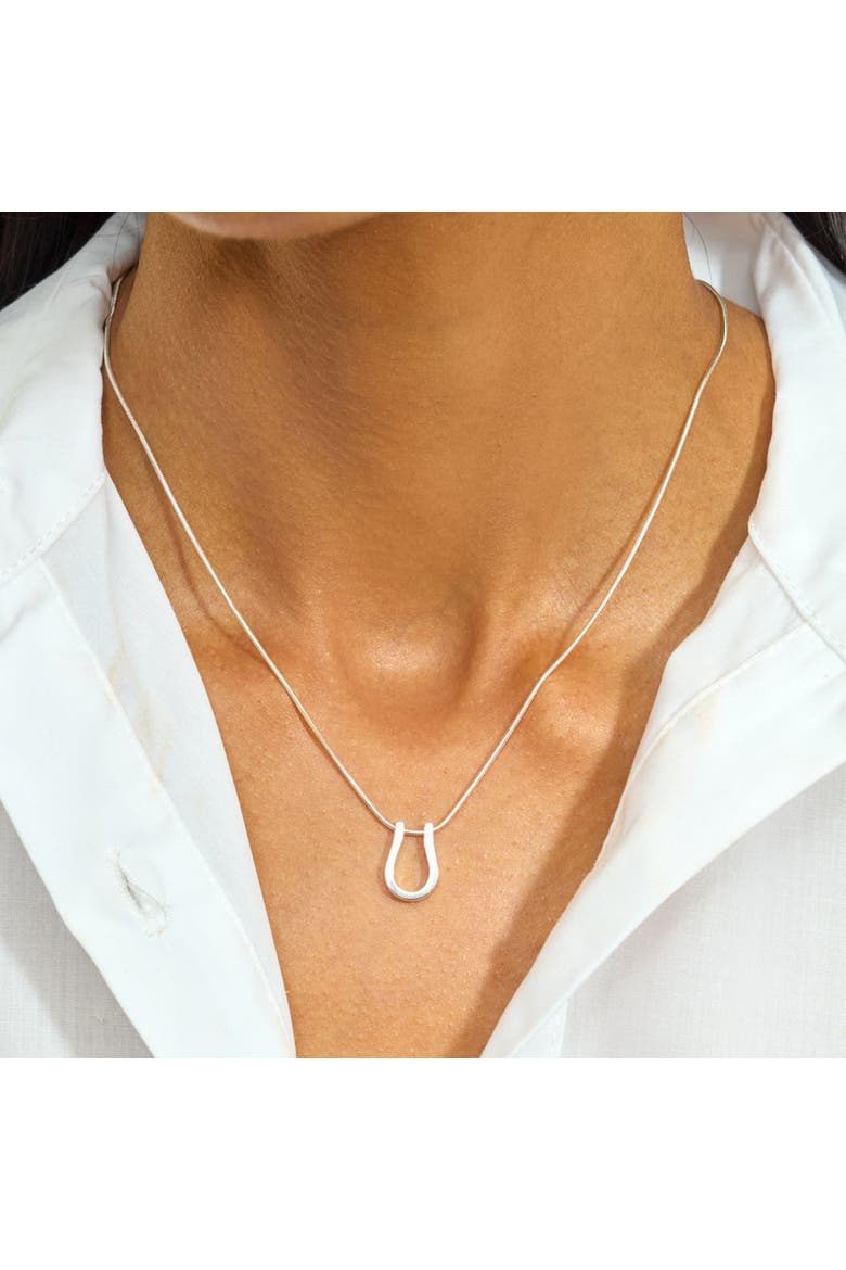 Horse Shoe Petal Pendant, Alternate, color, Sterling Silver