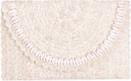 Jelavu Coco Seashell Trim Handwoven Raffia Clutch