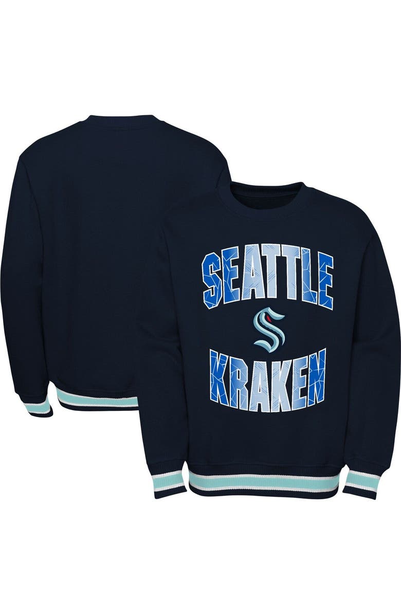 Outerstuff Youth Deep Sea Blue Seattle Kraken Classic Blueliner Pullover Sweatshirt, Main, color, Navy