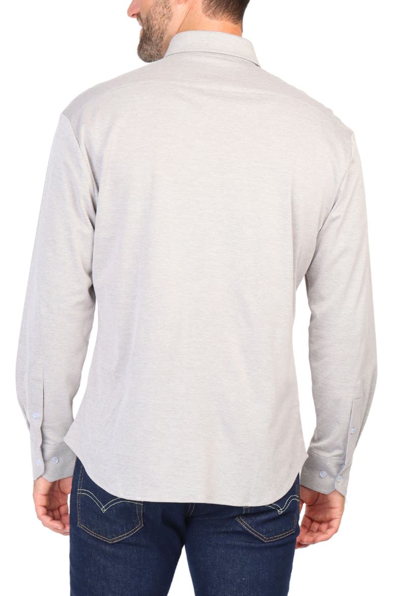 Micro Pique Long Sleeve Button-Up Shirt, Alternate, color, GREY
