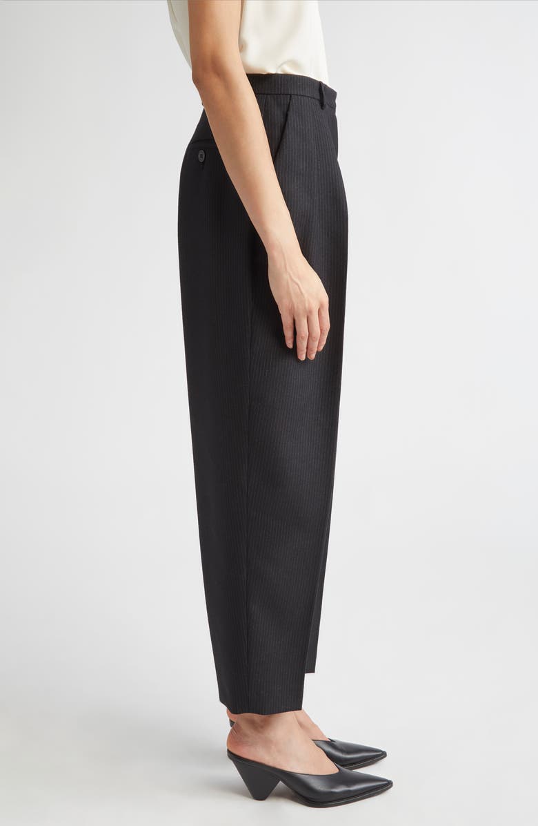 Altuzarra Emmett Pinstripe Pleated Virgin Wool Tapered Leg Pants, Alternate, color, Black/ Ivory Pinstripe