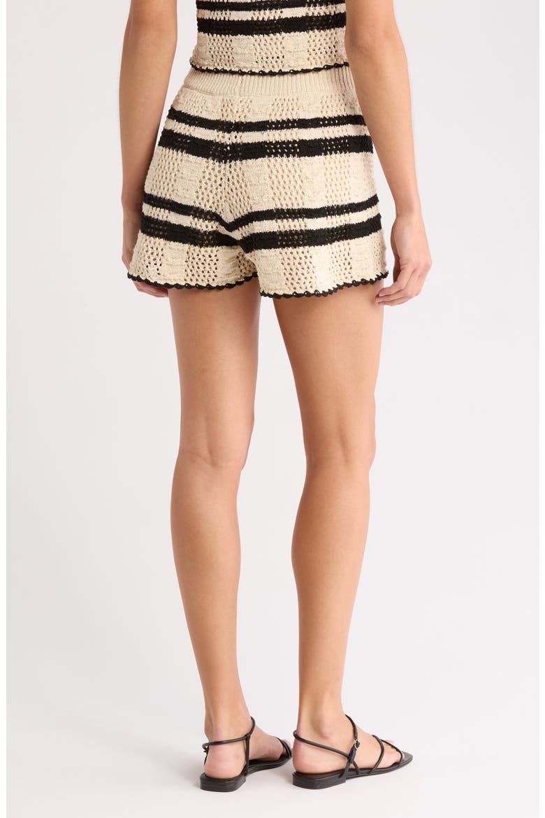 Flowy Cotton Blend Cover-Up Shorts, Alternate, color, NATURAL/ BLACK STRIPE