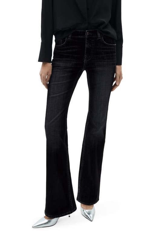 Mango Low Rise Flare Leg Jeans In Dark Navy