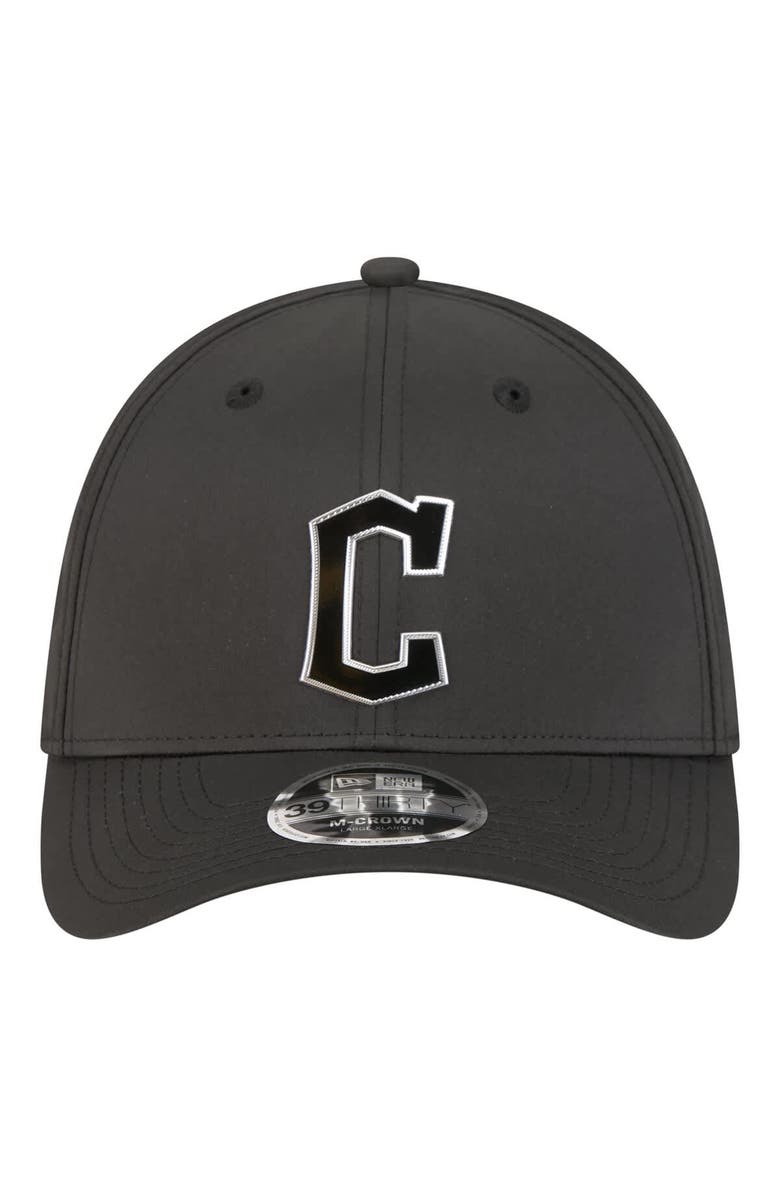 New Era Men's New Era  Black Cleveland Guardians Metallic 39THIRTY M-Crown Flex Hat, Alternate, color, Black