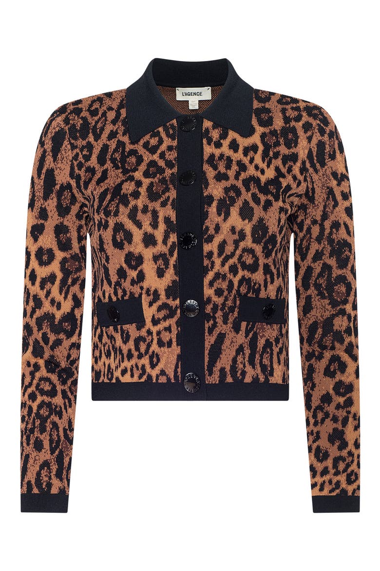 Osiris Jacquard Knit Jacket, Alternate, color, TAN MULTI JAVAN LEOPARD