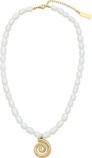 st. Moran Freshwater Pearl Swirl Pendant Necklace