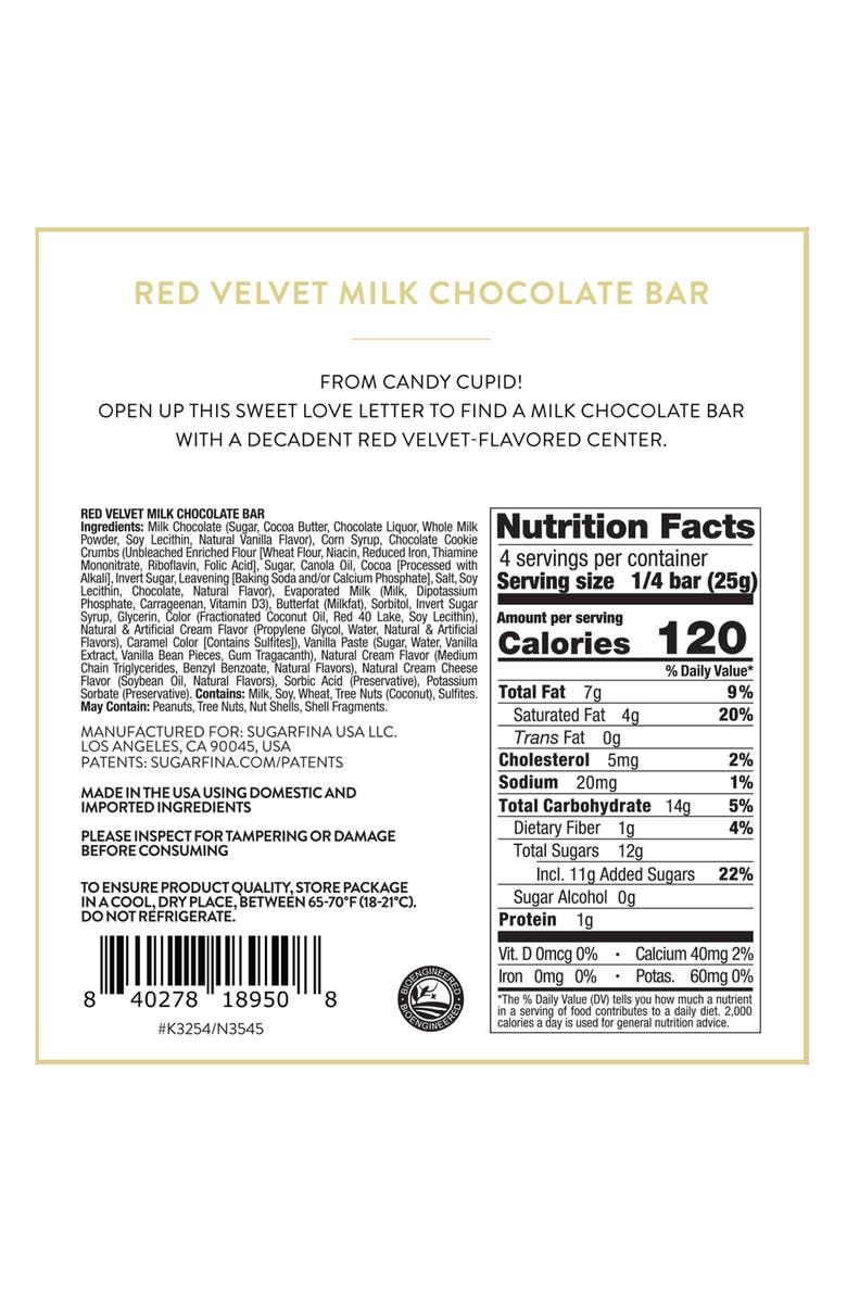 sugarfina Valentine's Day Set of 4 Assorted Chocolate Bars, Alternate, color, 