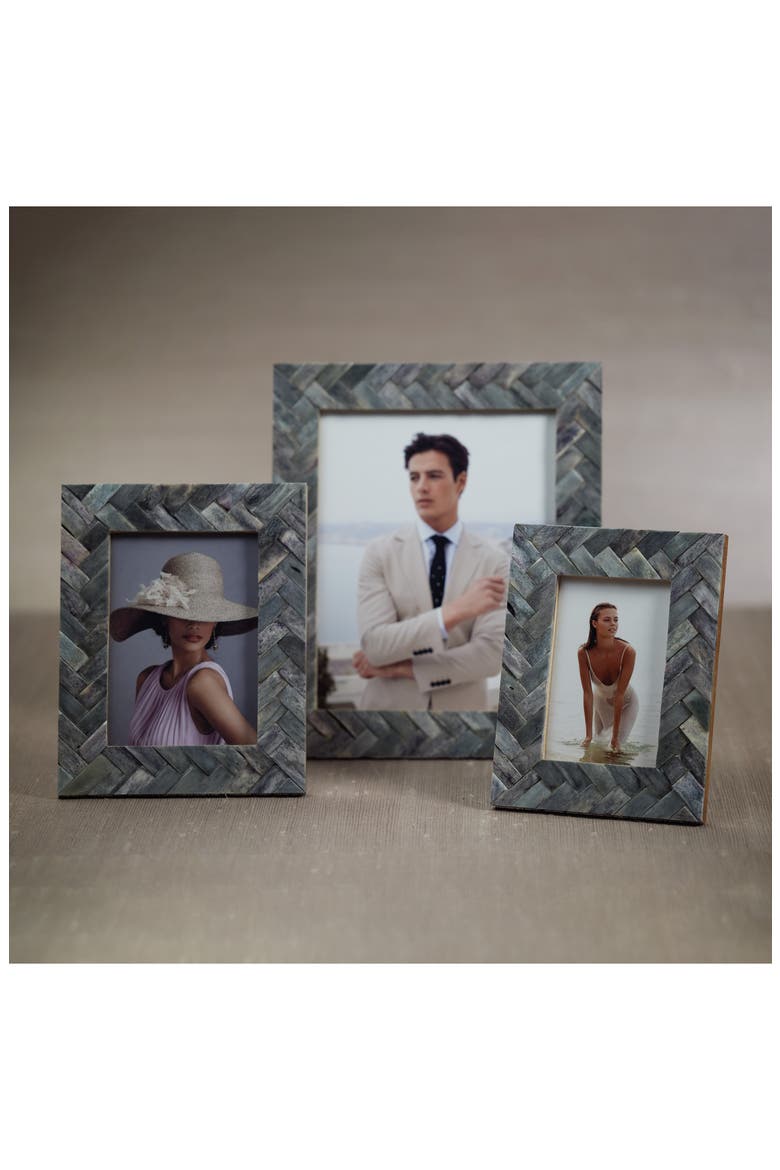 Bengkula Herringbone Braid Photo Frame, Alternate, color, GRAY