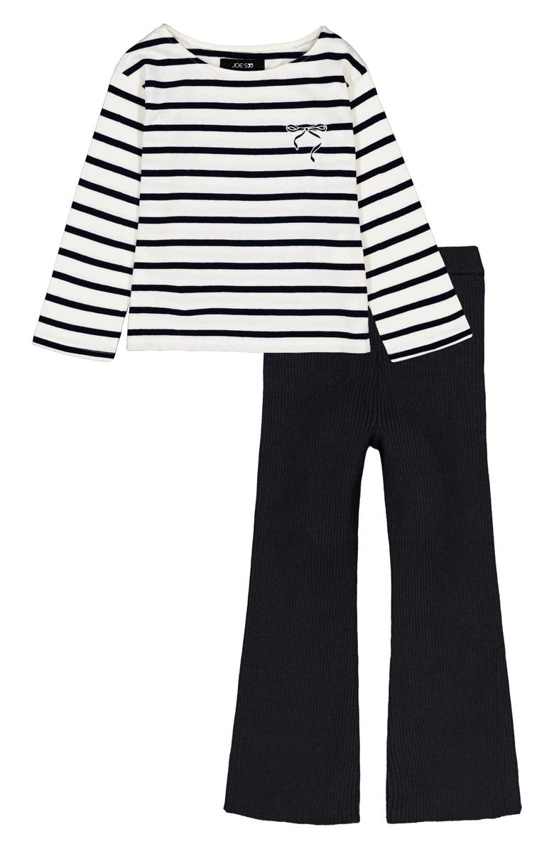 Joe's Jeans Stripe Long Sleeve Top & Rib Flare Leggings Set, Main, color, Black