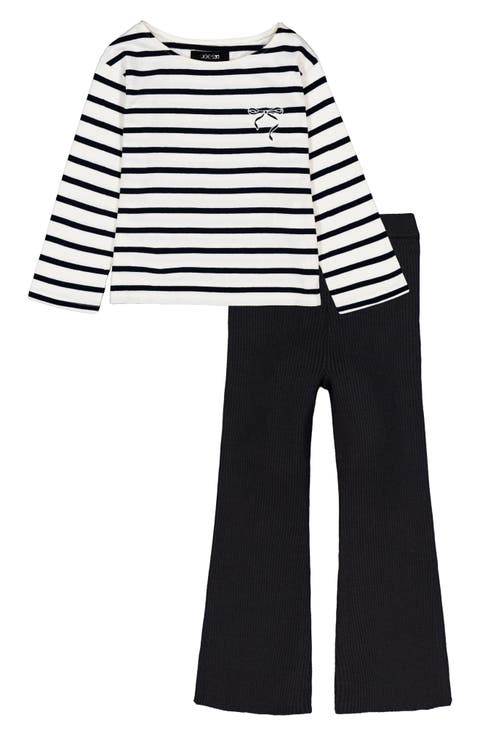 Stripe Long Sleeve Top & Rib Flare Leggings Set (Baby)