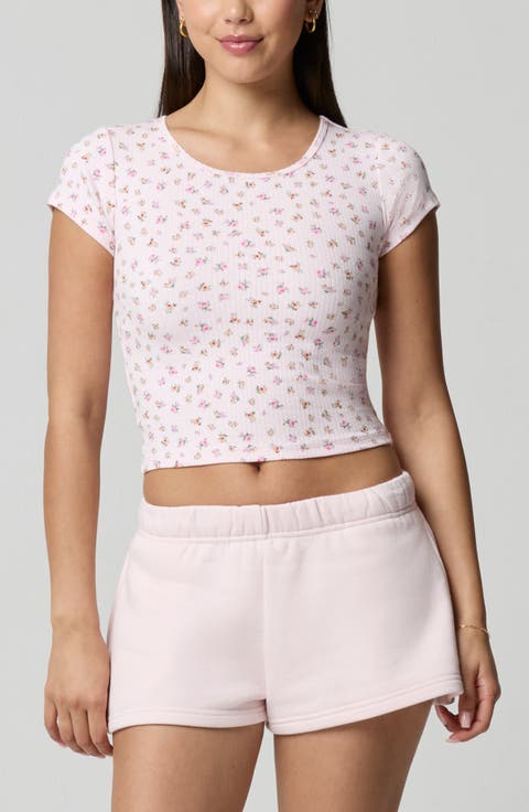 Ditsy Floral Stretch Cotton Crop Baby T-Shirt