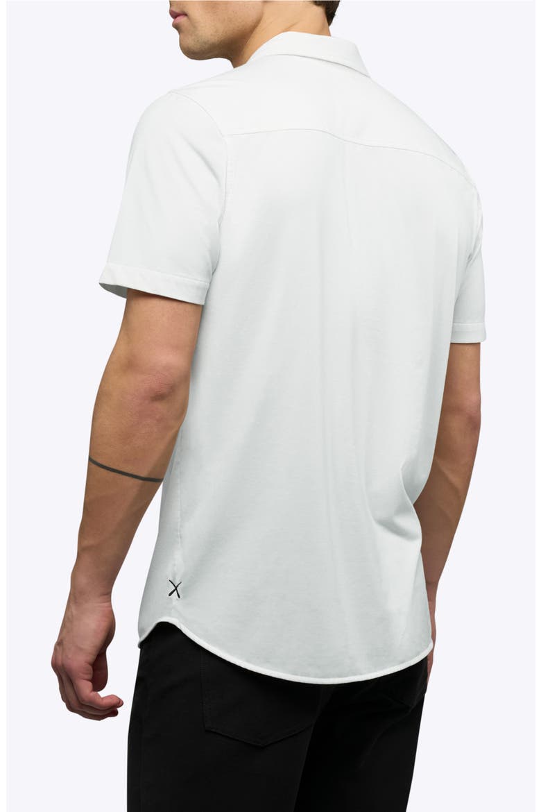 AO Curved Hem Short Sleeve Button-Up Shirt, Alternate, color, WHITE