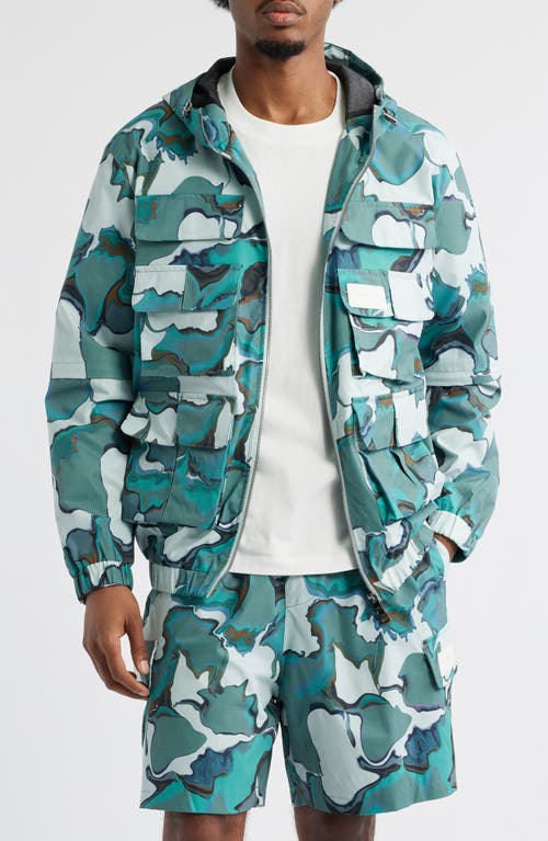 Shop Criminal Damage Hooded Marble Print 3d Pocket Jacket