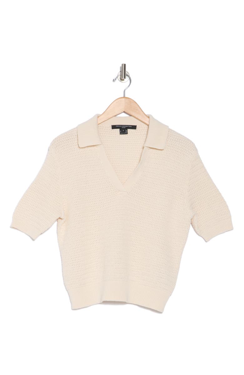 French Connection V-Neck Collar Knit Top, Alternate, color, Oatmeal Melange