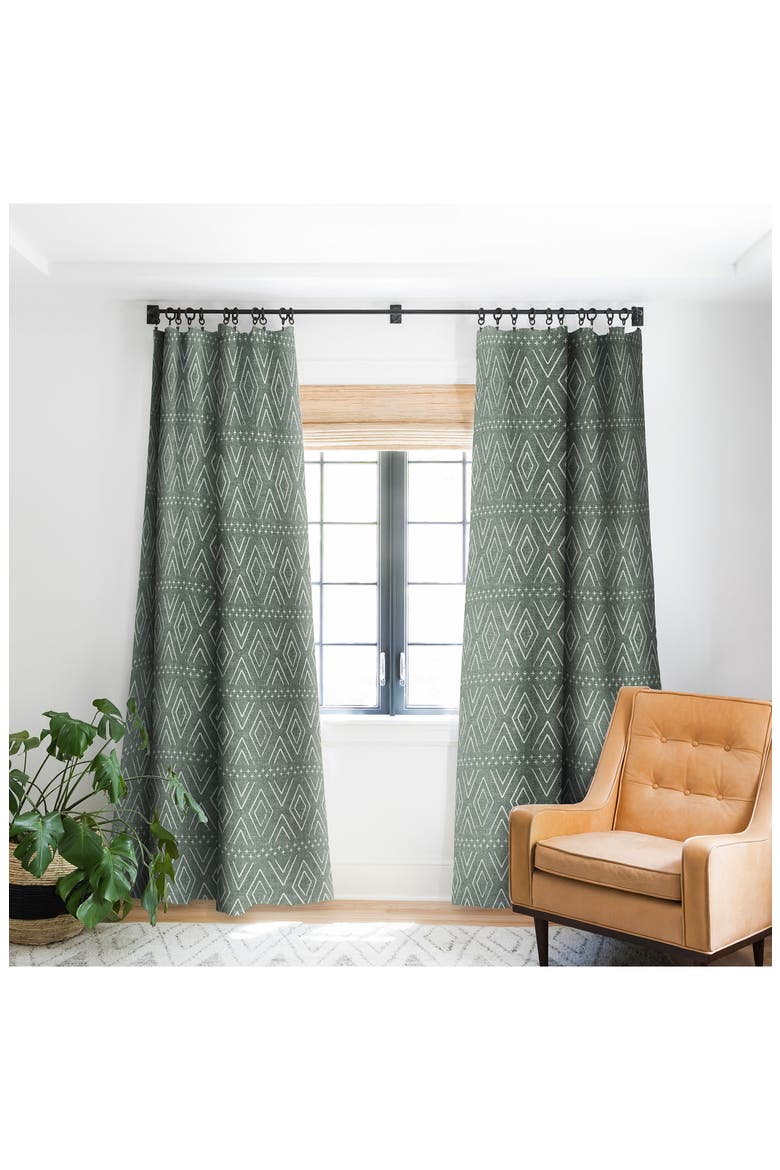 Little Arrow Design Co. Farmhouse Diamond Blackout Window Panel, Main, color, GREEN
