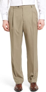 Berle Lightweight Plain Weave Pleated Classic Fit Trousers