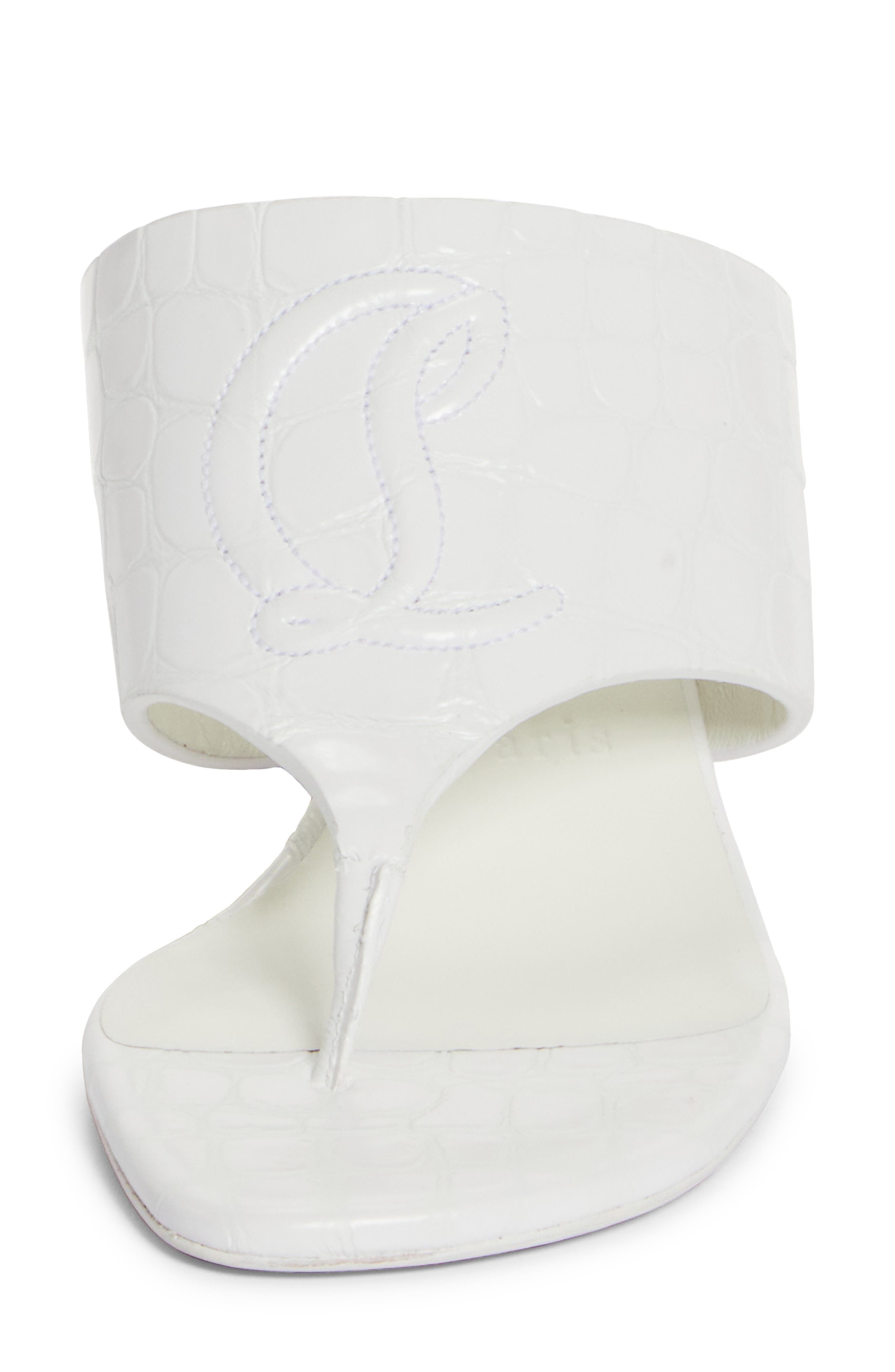 Tongamule Croc Embossed Sandal, Alternate, color, WHITE