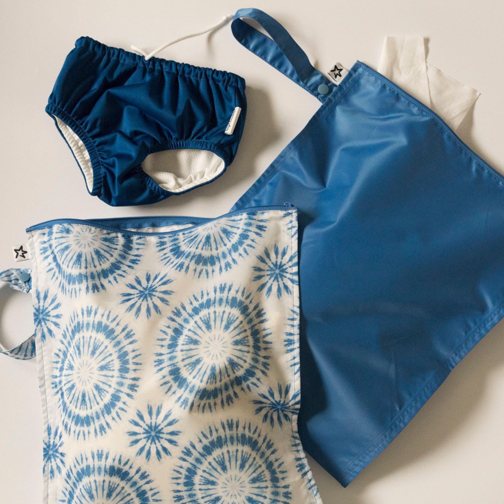 Tiny Twinkle Mess-Proof Waterproof Washable Baby/Toddler Wet Bags, Alternate, color, Blue Tie Dye