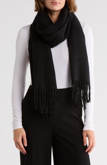 Nordstrom Rack Herringbone Wrap Scarf In Black