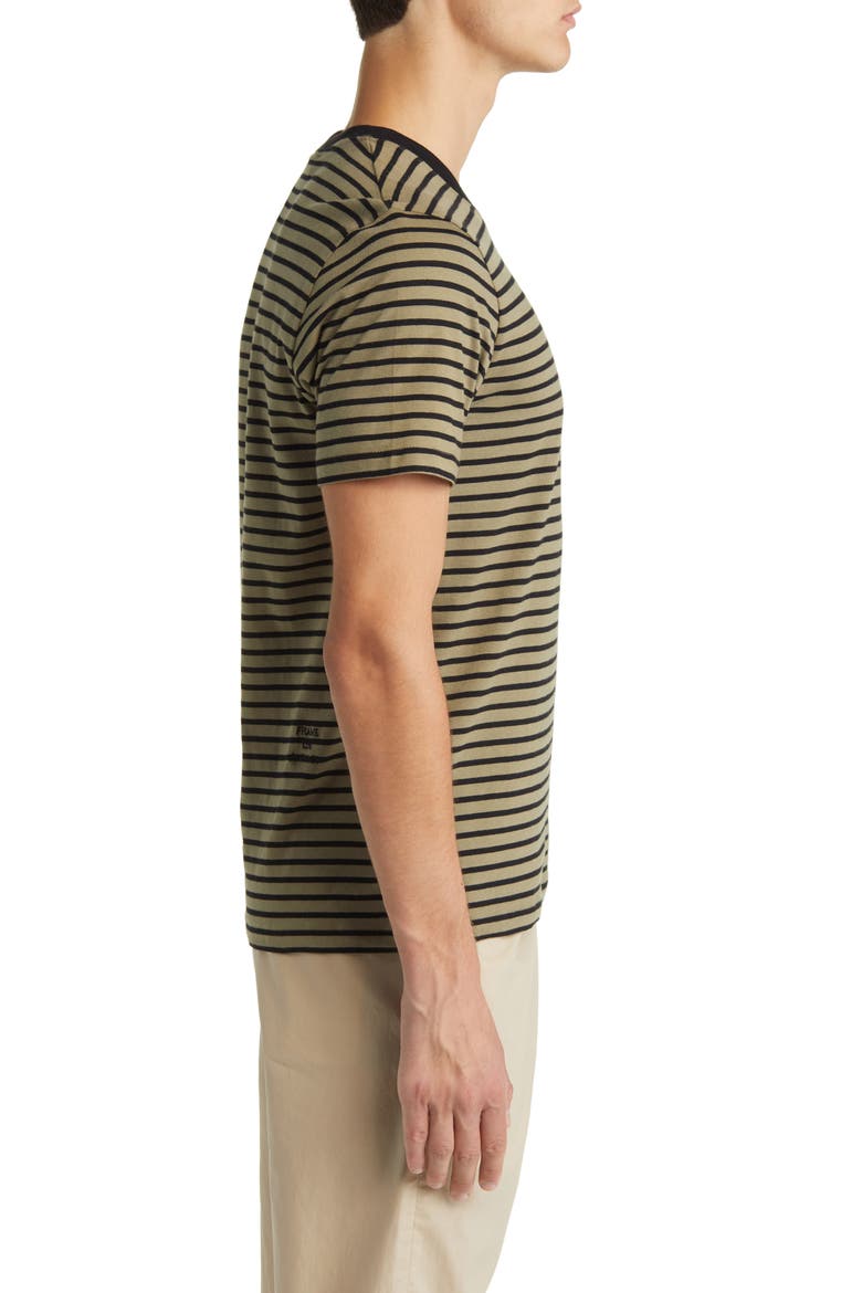 Stripe Crewneck T-Shirt, Alternate, color, KHAKI GREEN/ NOIR