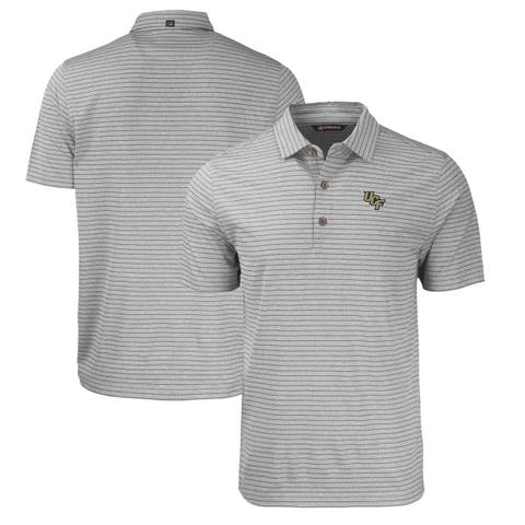 Men's Cutter & Buck  Heather Gray UCF Knights Forge Eco Heathered Stripe Stretch Recycled Polo