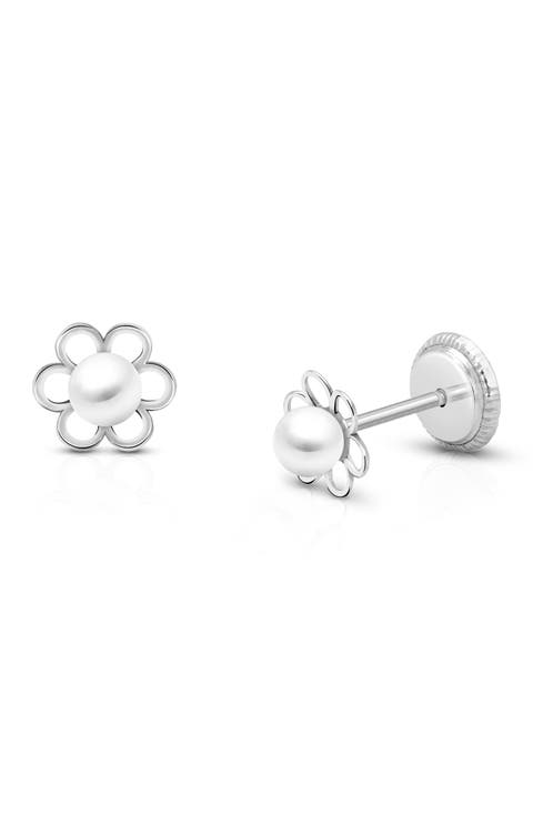 Petals and Pearls Studs Screw Back Earrings