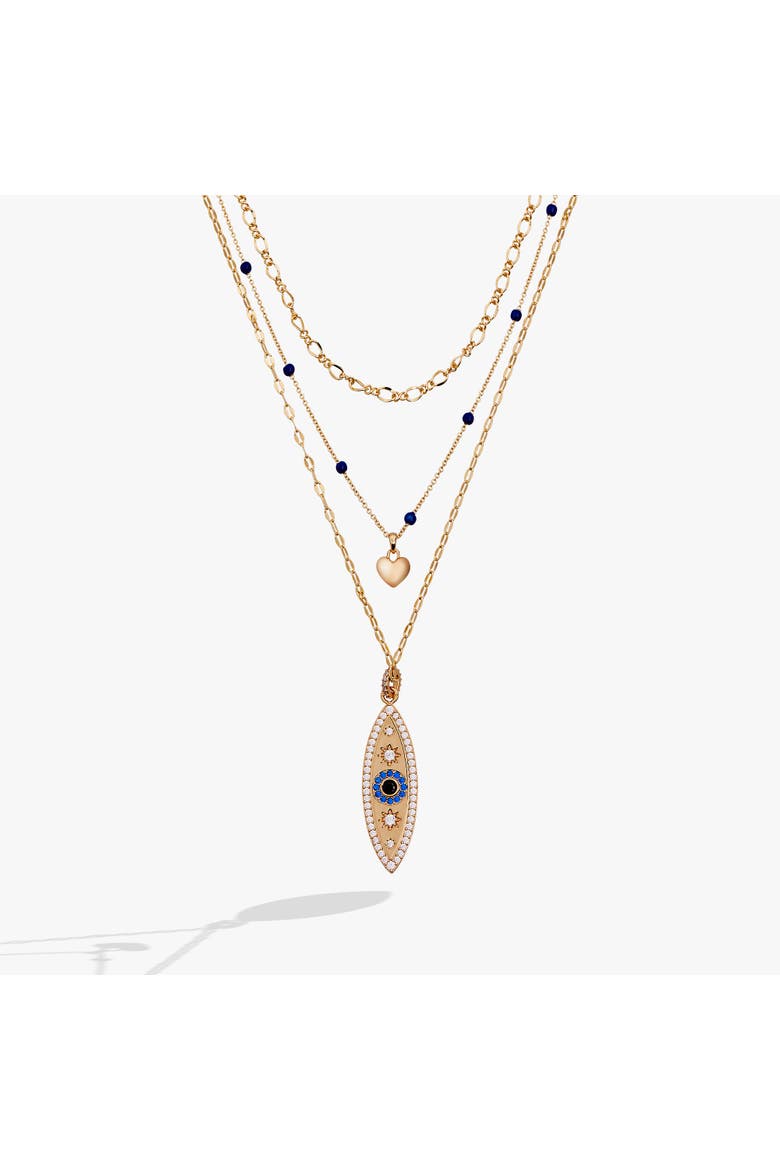 Festival Stranded Evil eye necklace, Main, color, Gold