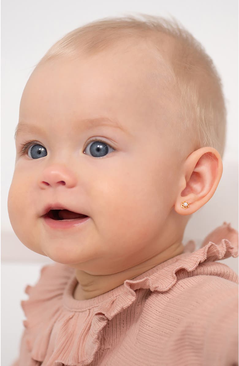 In Season Jewelry 14k Freshwater Pearl Flower Earrings, Alternate, color, White