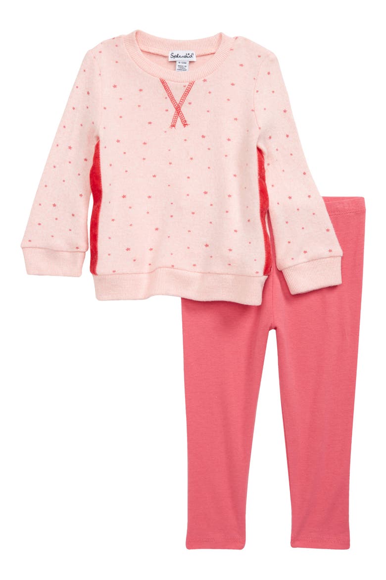 Hacci Star Sweatshirt & Leggings Set, Main, color, CHALK PINK