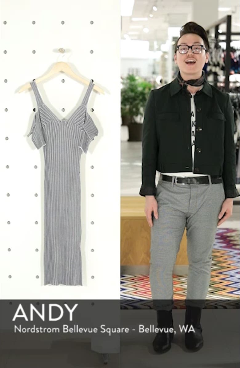 Cold Shoulder Ribbed Knit Body-Con Dress, sales video thumbnail