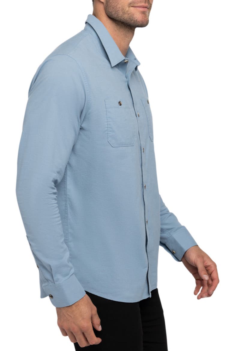 Cloud Flannel Button-Up Shirt, Alternate, color, FADED DENIM