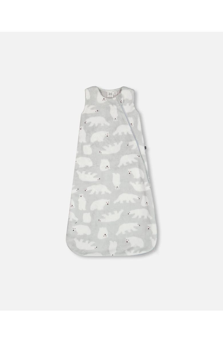 Deux par Deux Baby Boy's Printed Plush Sleep Sack Gray With Polar Bears, Main, color, 