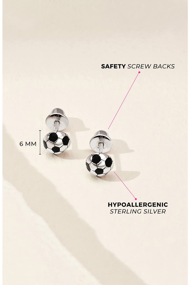 Enamel Soccer Ball Earrings, Alternate, color, Black