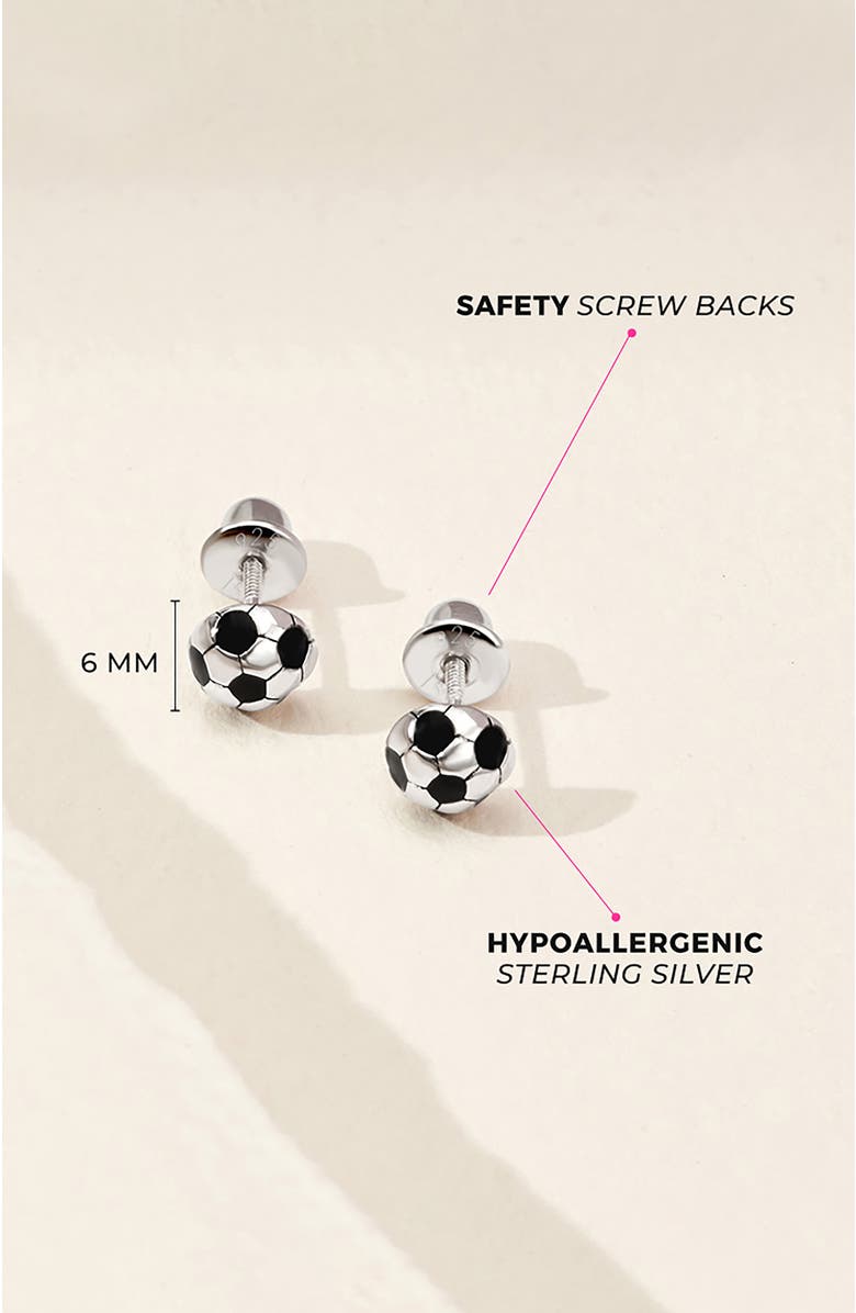 In Season Jewelry Enamel Soccer Ball Earrings, Alternate, color, Black