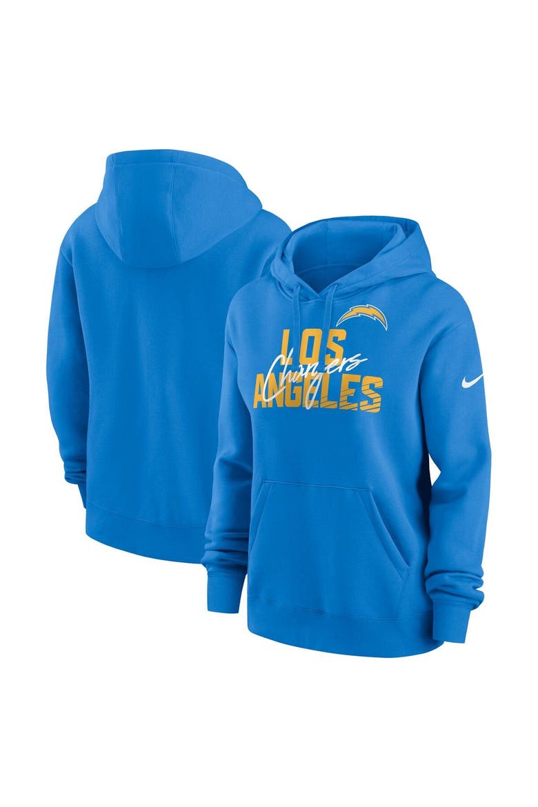 Women's Nike Powder Blue Los Angeles Chargers Wordmark Club Fleece Pullover Hoodie, Main, color, Powder Blue