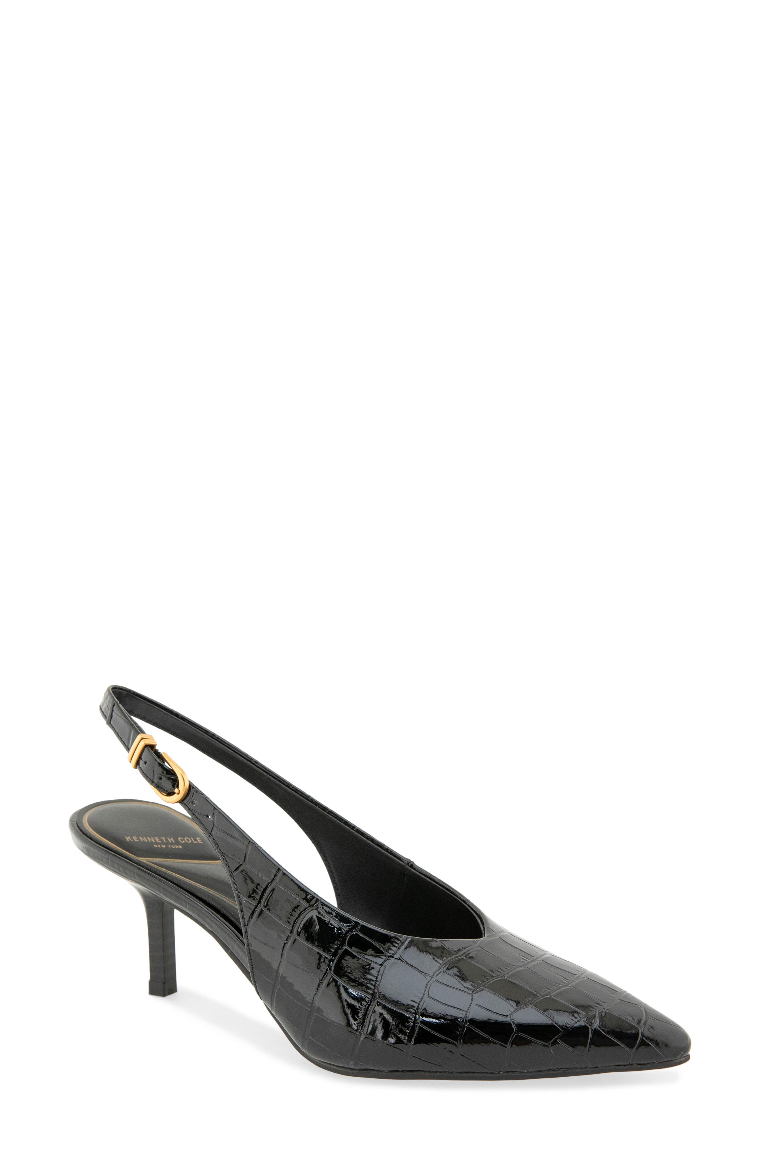 Ulysses Pointed Toe Slingback Pump, Main, color, BLACK CROCO