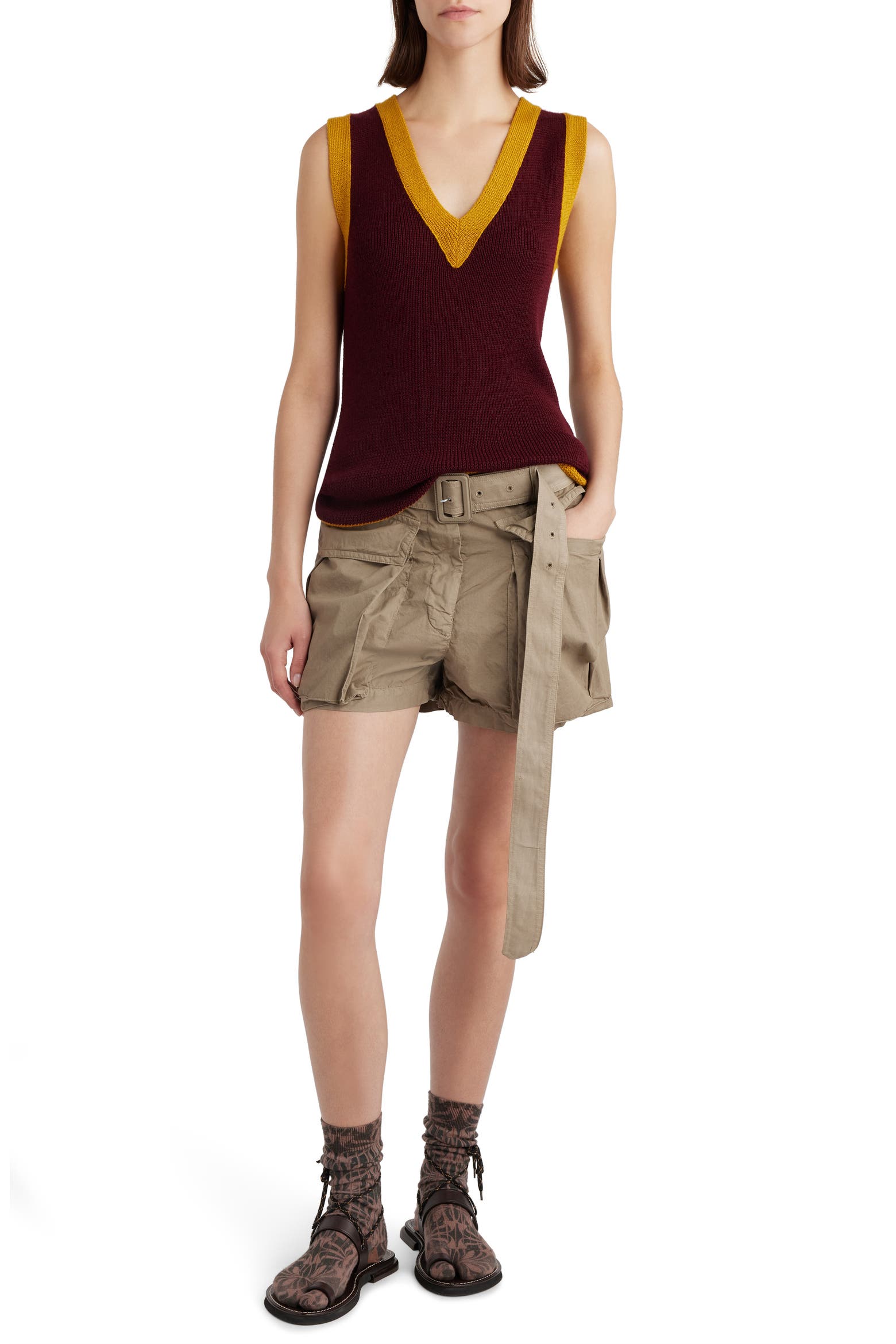 Utility Van Insert Dries Van Noten Peza Belted Cotton Cargo Shorts (Women) | Nordstromrack