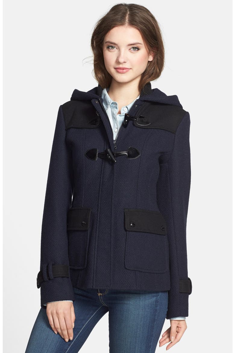 Two-Tone Toggle Coat with Detachable Hood, Main, color, NAVY