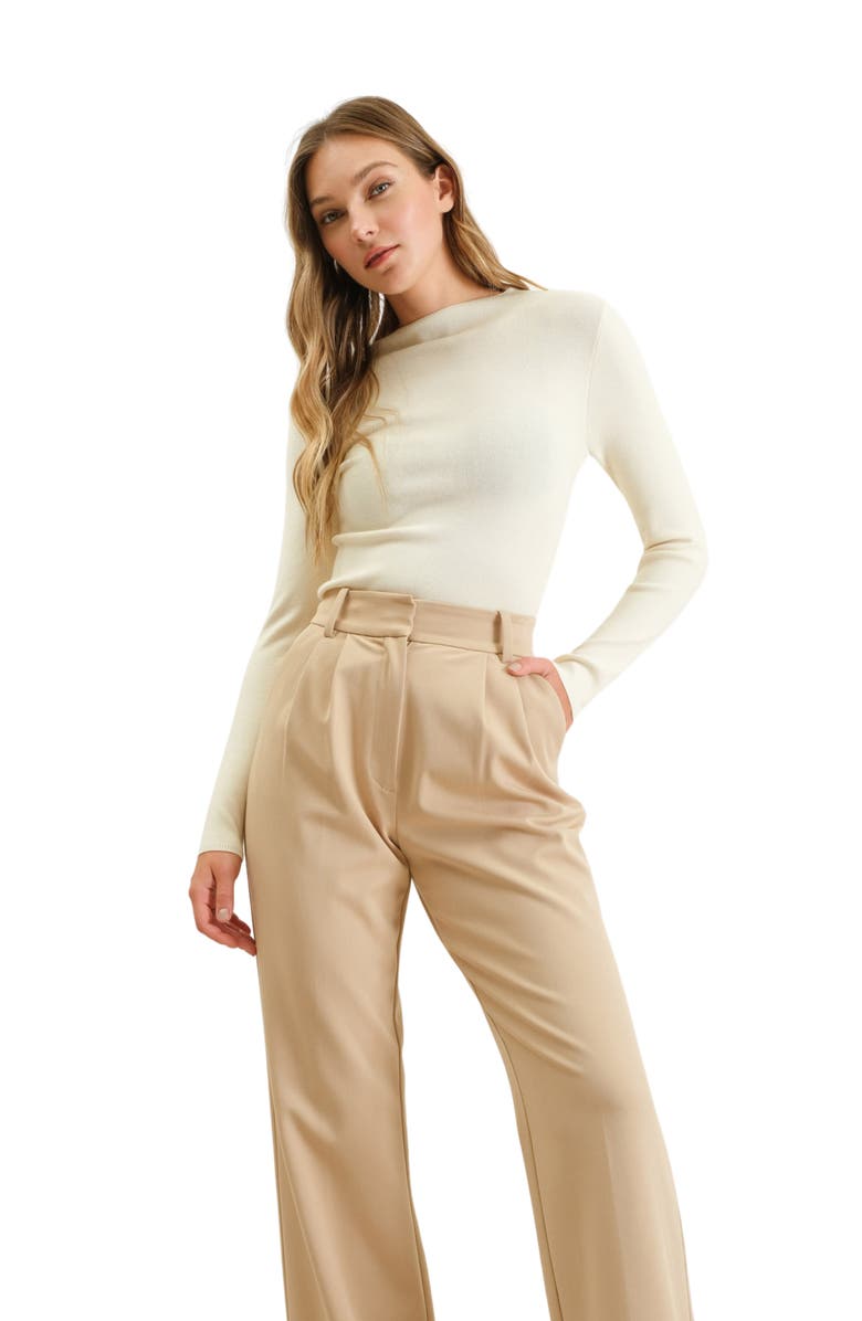 Blu Pepper Mock Neck Rib Sweater, Alternate, color, Oatmeal