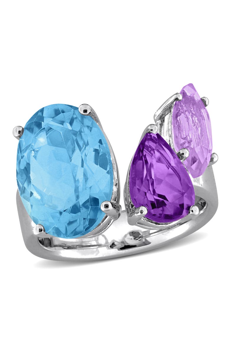 Gemstone Open Cocktail Ring Sterling Silver, Main, color, Blue Topaz