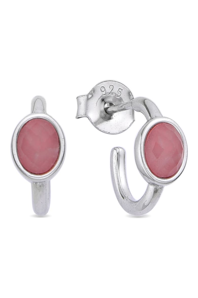 Rose Quartz Hoop Earrings, Main, color, SILVER