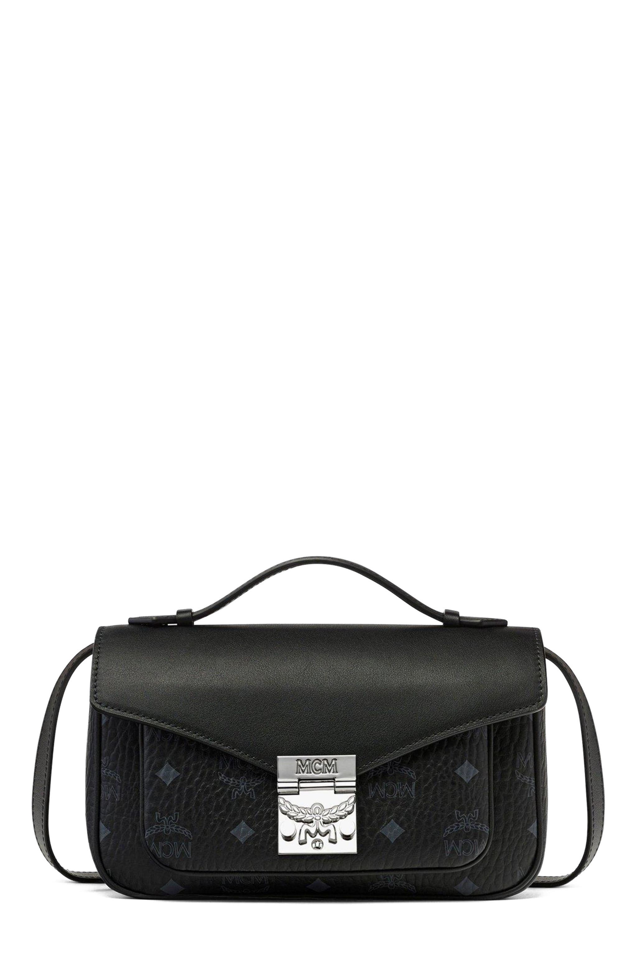 MCM Tracy Crossbody in Visetos, Main, color, Black