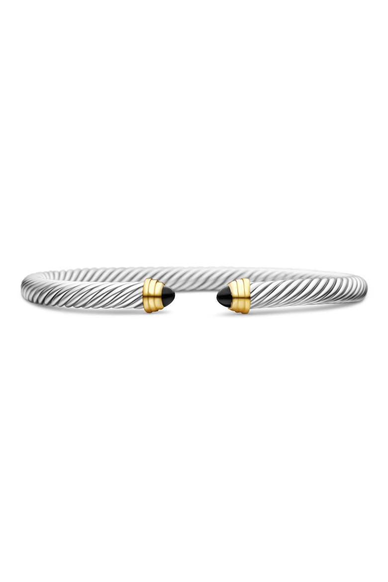 Classic Cable Bracelet in Sterling Silver with 14K Yellow Gold & Semiprecious Stone, 5mm, Main, color, BLACK ONYX