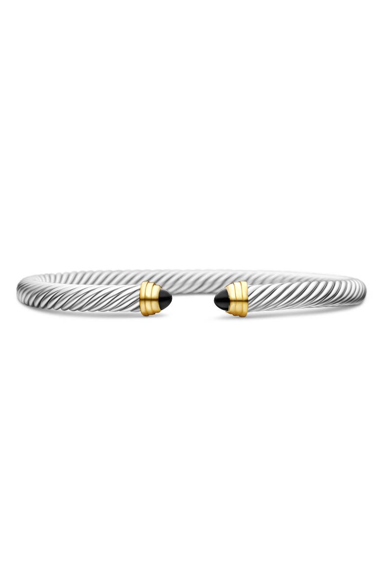 David Yurman Classic Cable Bracelet in Sterling Silver with 14K Yellow Gold & Semiprecious Stone, 5mm, Main, color, Black Onyx