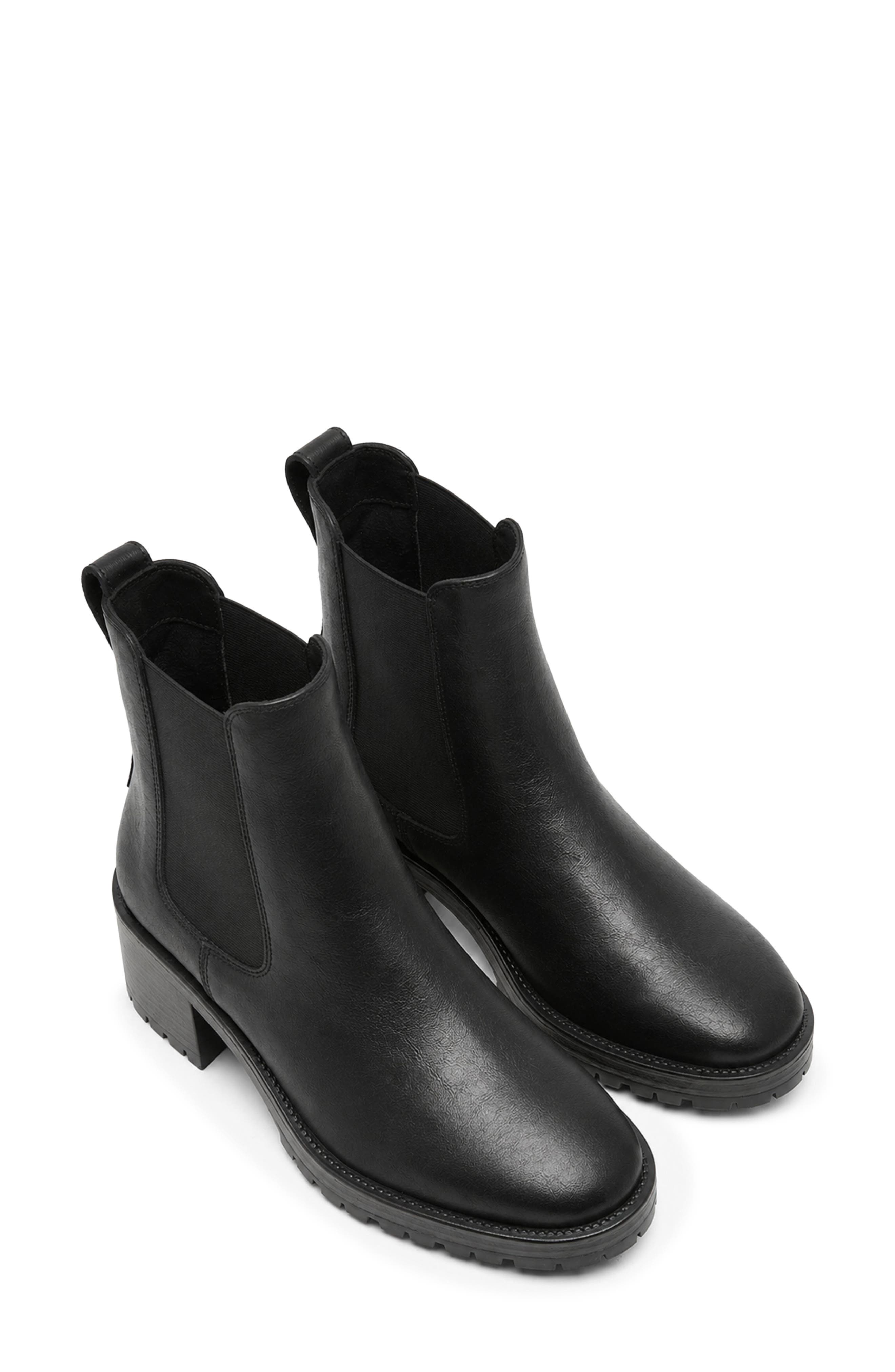 Waffle Leather Chelsea Boot, Alternate, color, BLACK LEATHER