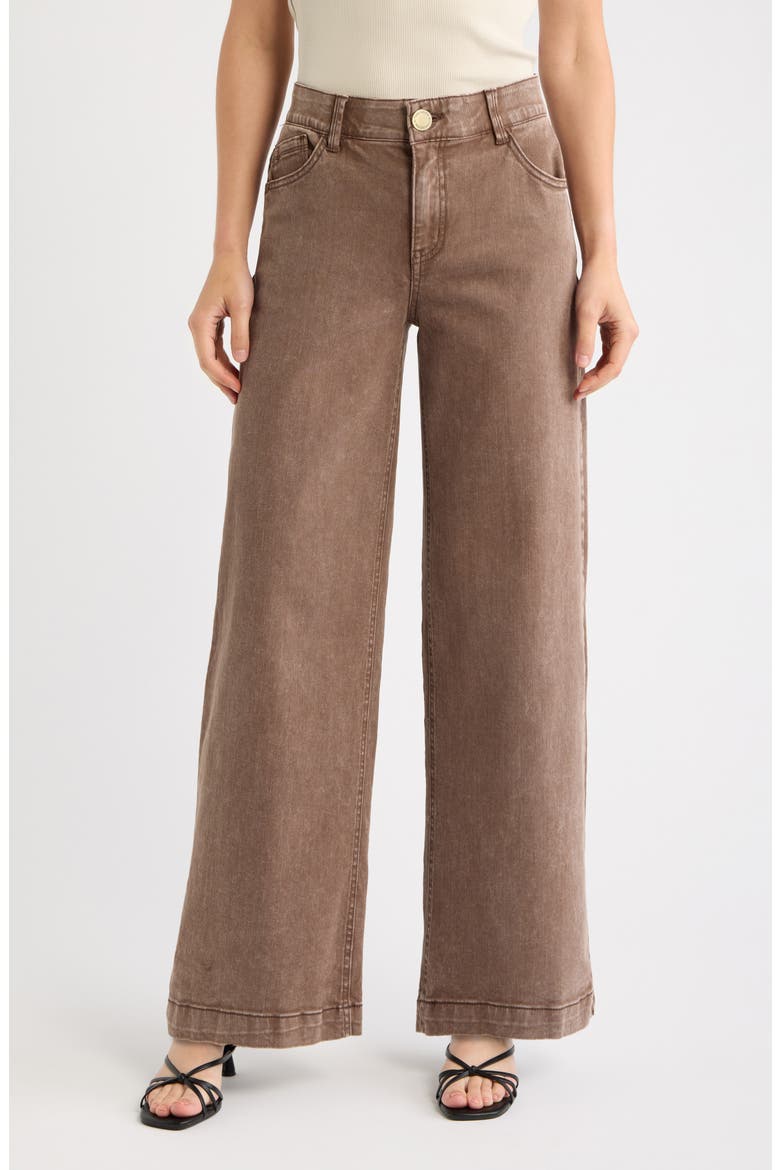 Sam High Waist Wide Leg Jeans, Main, color, WASHED DARK WALNUT
