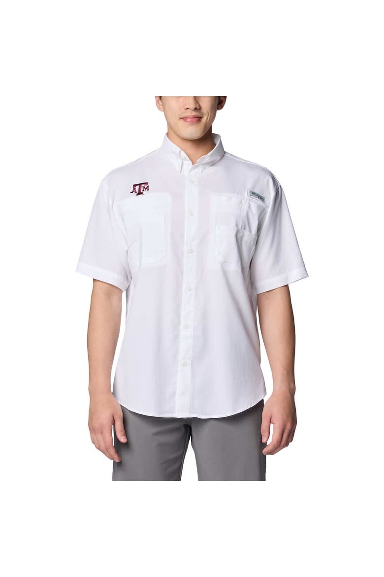 Men's Columbia White Texas A&M Aggies PFG Tamiami Omni-Shade Button-Down Shirt, Main, color, White