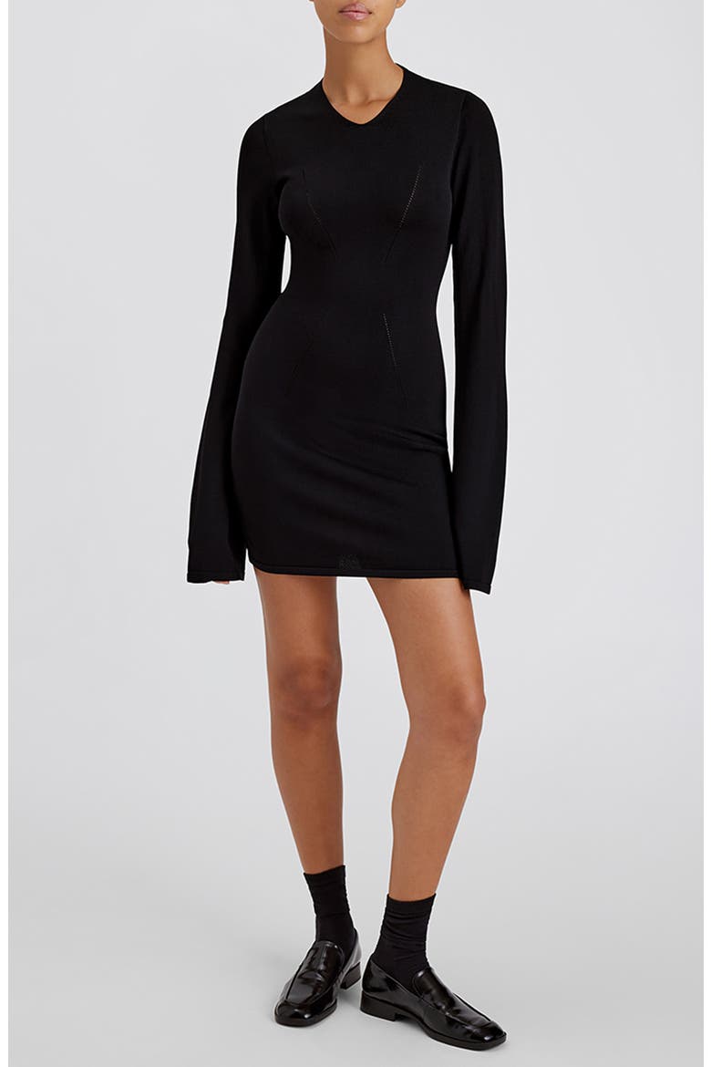 The Narcia Cutout Long Sleeve Minidress, Main, color, NOIR